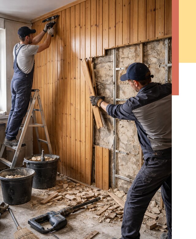 Демонтаж вагонки со стен в Армавире от 1469 руб. — снятие, удаление, срочно | ОТДЕЛОЧНИК-Рмв