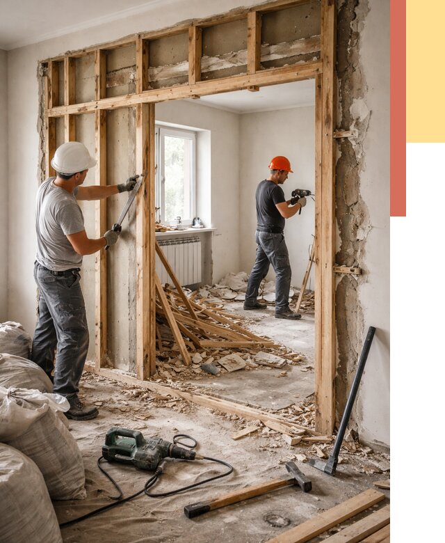 Демонтаж деревянных перегородок в Армавире от 3242 руб. — быстро и недорого | ОТДЕЛОЧНИК-Рмв