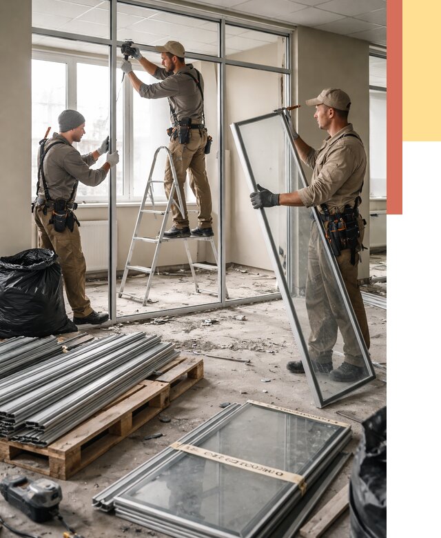 Демонтаж алюминиевых перегородок в Армавире от 4255 руб. — быстро и недорого | ОТДЕЛОЧНИК-Рмв