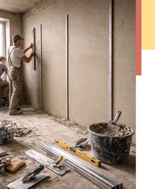 Штукатурка стен по маякам в Армавире от 5572 руб./м² — выравнивание под ключ | ОТДЕЛОЧНИК-Рмв