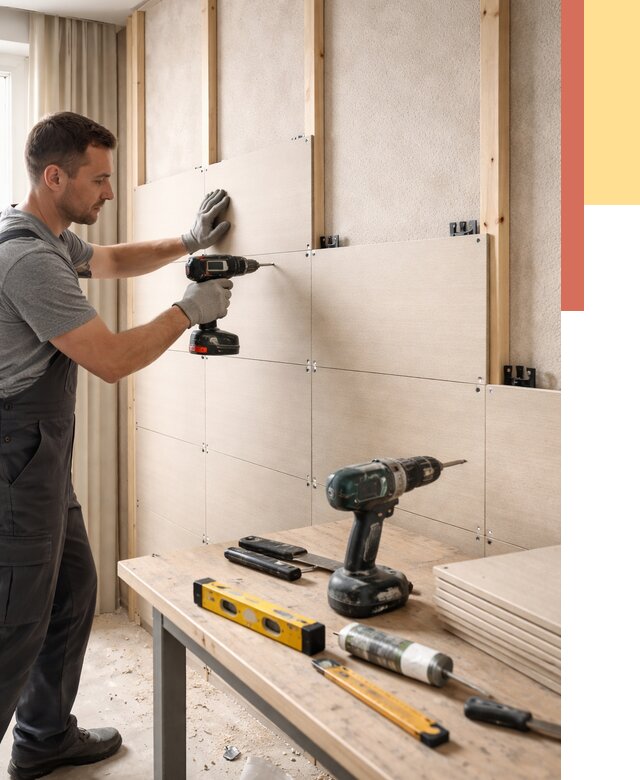 Монтаж МДФ панелей на стены в Армавире от 1266 руб. под ключ | ОТДЕЛОЧНИК-Рмв