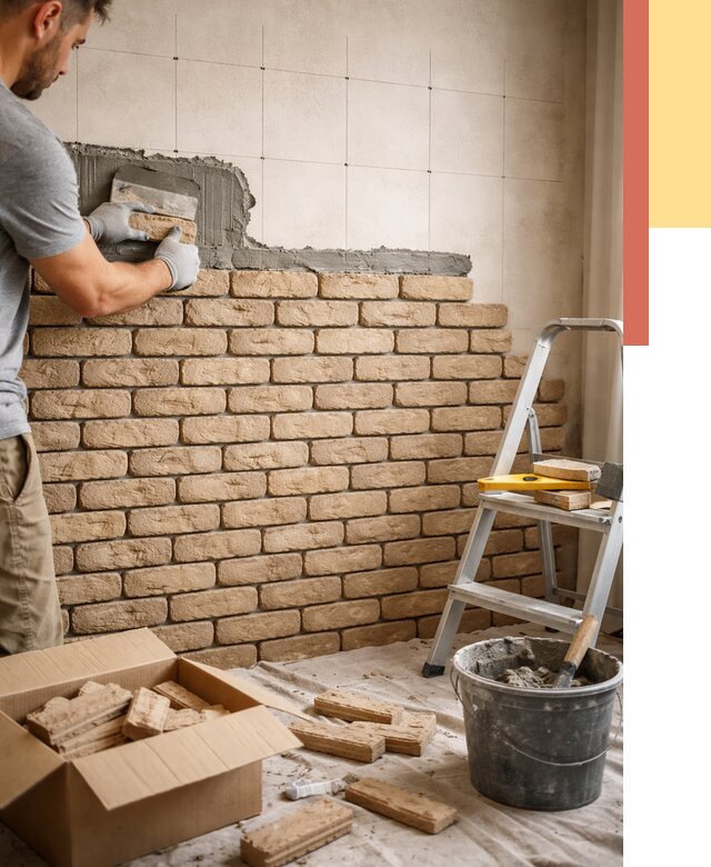 Монтаж декоративного кирпича в Армавире от 3242 руб./м² — быстро и недорого | ОТДЕЛОЧНИК-Рмв