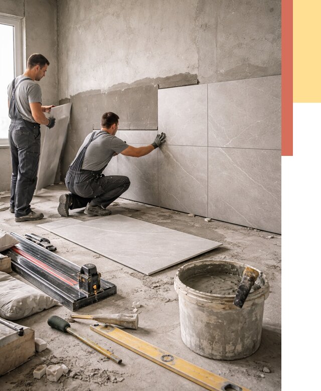 Облицовка стен керамогранитом в Армавире от 4255 руб./м² — услуги под ключ | ОТДЕЛОЧНИК-Рмв