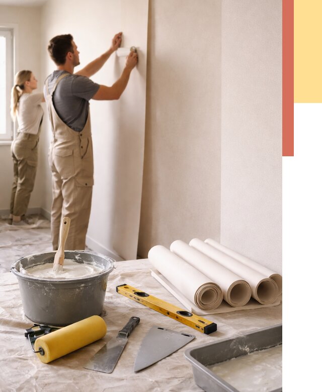 Поклейка бумажных обоев в Армавире от 5572 руб./м2 — быстро и недорого | ОТДЕЛОЧНИК-Рмв