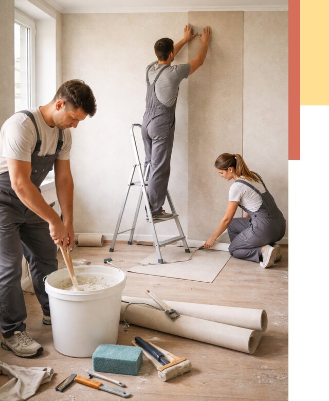 Оклейка стен обоями в Армавире от 3546 руб/м2 — быстро и недорого | ОТДЕЛОЧНИК-Рмв