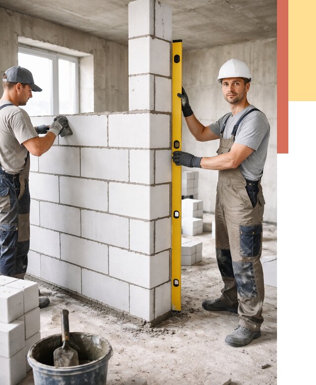 Кладка перегородок из пеноблока в Армавире от 1824 руб. под ключ | ОТДЕЛОЧНИК-Рмв