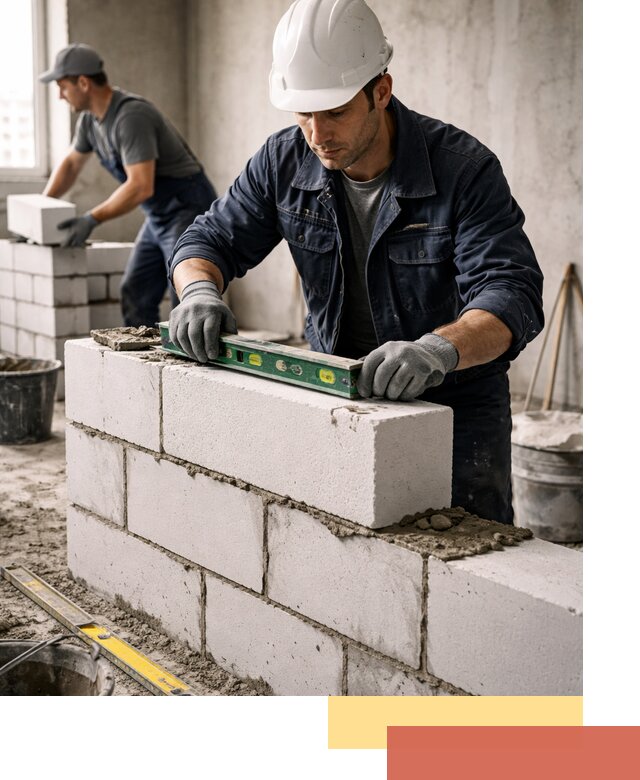 Кладка перегородок из пеноблока под ключ в Армавире