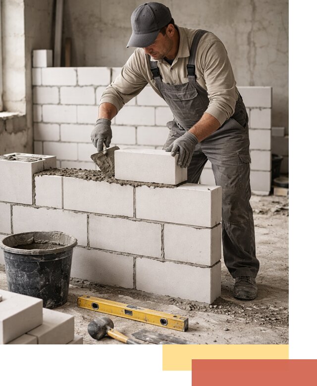 Кладка перегородок из силикатного блока в Армавире