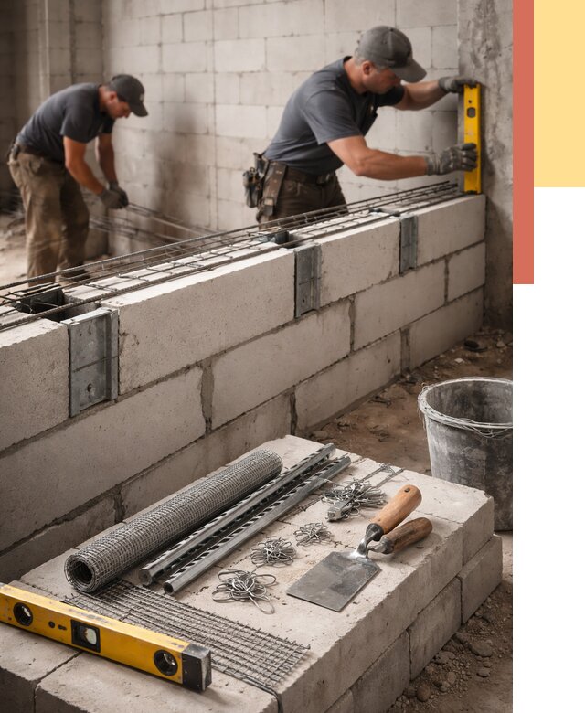 Армирование кладки перегородок в Армавире от 760 руб. под ключ | ОТДЕЛОЧНИК-Рмв