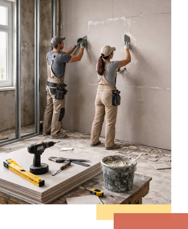 Монтаж двухслойной перегородки из гипсокартона в Армавире