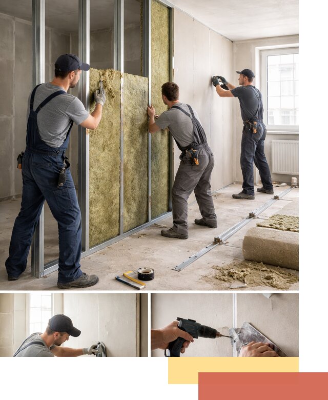 Перегородка из гипсокартона с шумоизоляцией в Армавире — монтаж под ключ