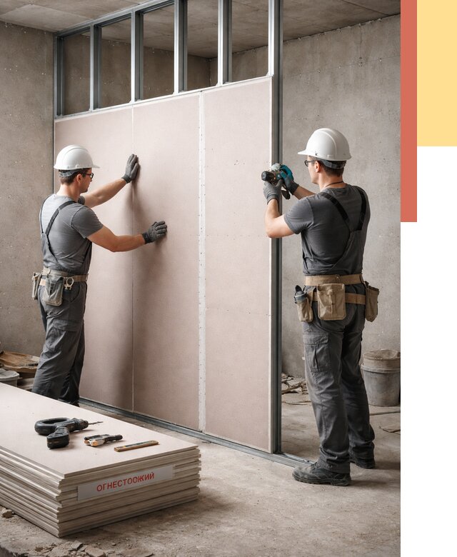 Перегородка из огнестойкого гипсокартона в Армавире от 1874 руб. под ключ | ОТДЕЛОЧНИК-Рмв