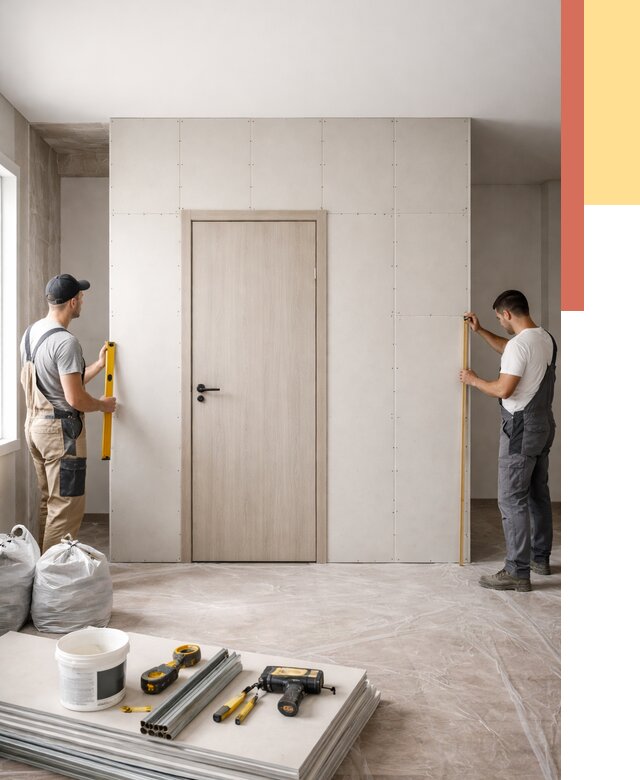 Перегородка из гипсокартона с дверью в Армавире от 4559 руб. под ключ | ОТДЕЛОЧНИК-Рмв