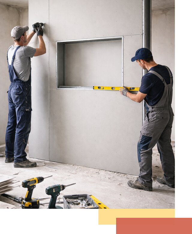 Перегородка из гипсокартона с нишей под декор в Армавире