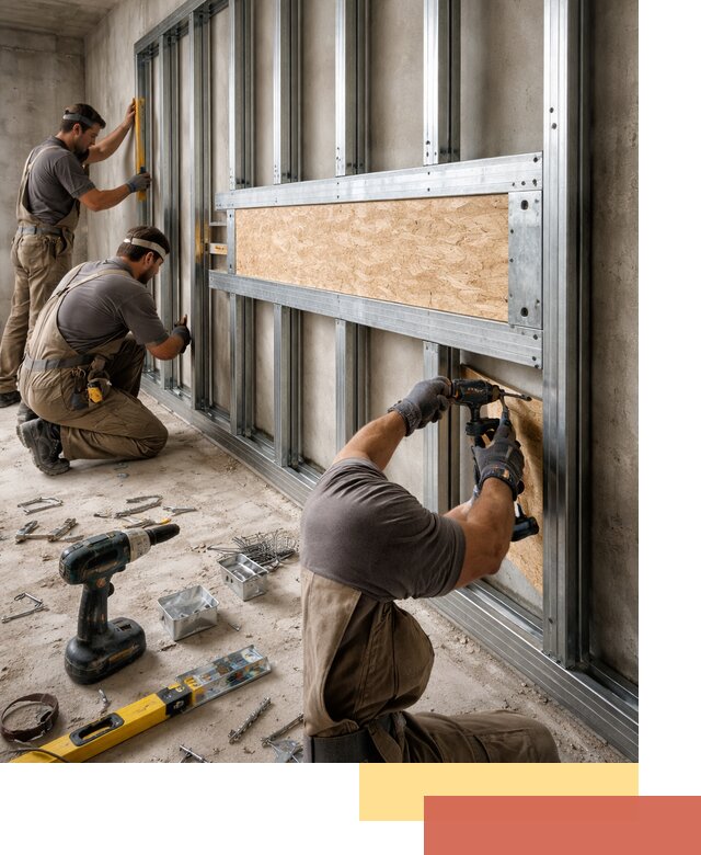 Усиленная перегородка для крепления тяжёлых конструкций в Армавире