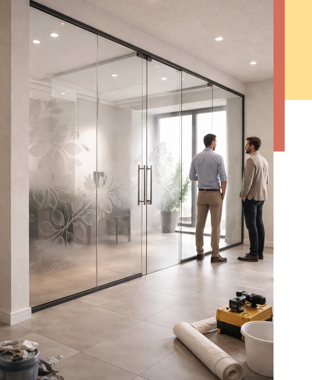 Стеклянные перегородки с рисунком в Армавире от 12664 руб. монтаж и нанесение | ОТДЕЛОЧНИК-Рмв