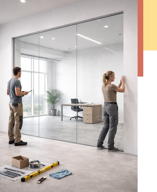 Перегородки из закаленного стекла в Армавире от 9624 руб. под ключ | ОТДЕЛОЧНИК-Рмв