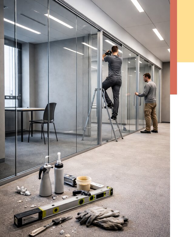 Стеклянные офисные перегородки в Армавире от 8611 руб. — монтаж и установка | ОТДЕЛОЧНИК-Рмв