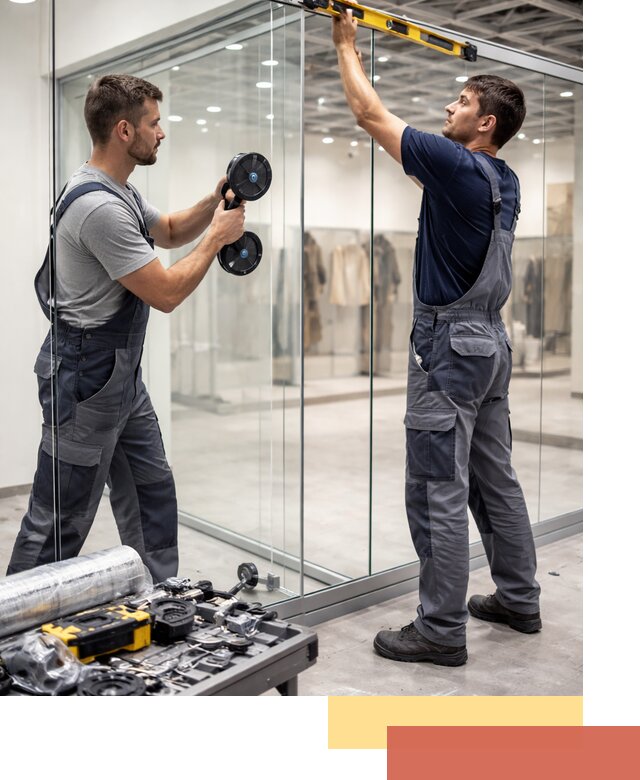 Стеклянные перегородки для магазинов в Армавире — монтаж и установка