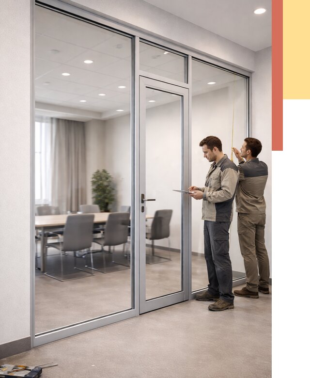 Установка и монтаж алюминиевых перегородок со стеклом в Армавире от 8307 руб. | ОТДЕЛОЧНИК-Рмв