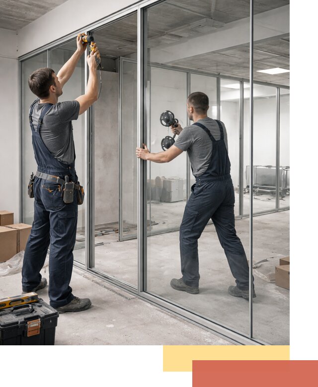 Алюминиевые перегородки со стеклом в Армавире — изготовление и монтаж