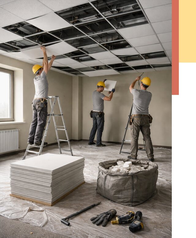 Демонтаж потолка Армстронг в Армавире от 4559 руб. быстро и недорого | ОТДЕЛОЧНИК-Рмв