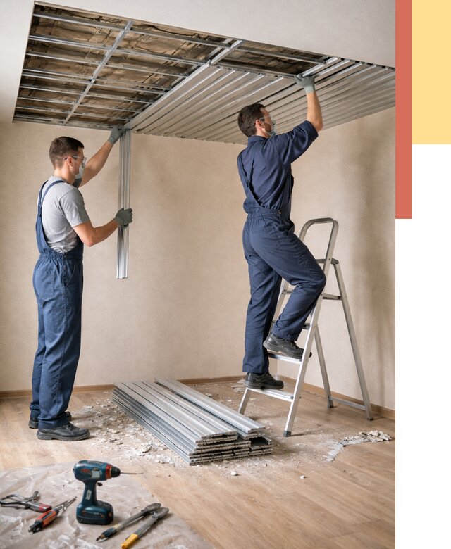 Демонтаж реечного потолка в Армавире от 4559 руб. быстро и недорого | ОТДЕЛОЧНИК-Рмв