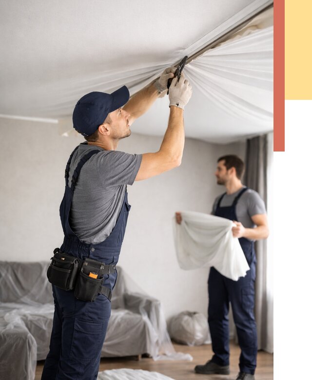 Демонтаж натяжного потолка в Армавире от 4559 руб. — снятие и разбор под ключ | ОТДЕЛОЧНИК-Рмв