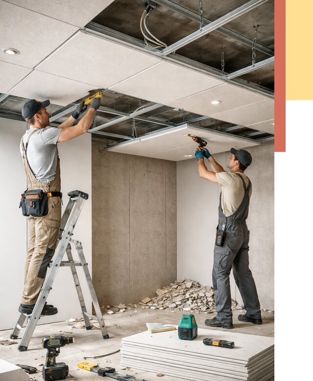 Монтаж акустического потолка в Армавире от 6585 руб/м2 — быстро и недорого | ОТДЕЛОЧНИК-Рмв