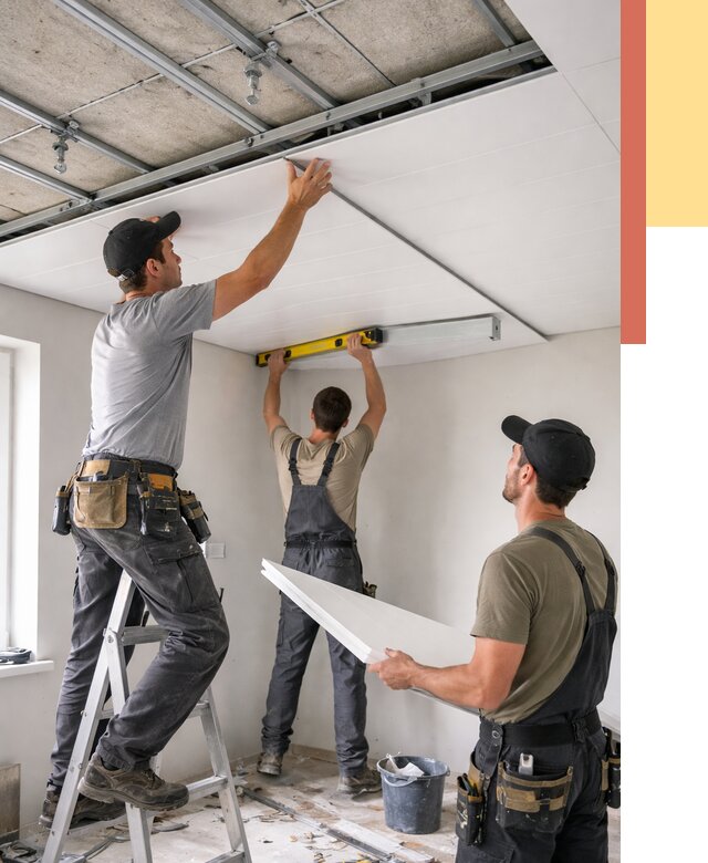 Монтаж потолка из ПВХ панелей в Армавире от 3546 руб./м2 — быстро и недорого | ОТДЕЛОЧНИК-Рмв