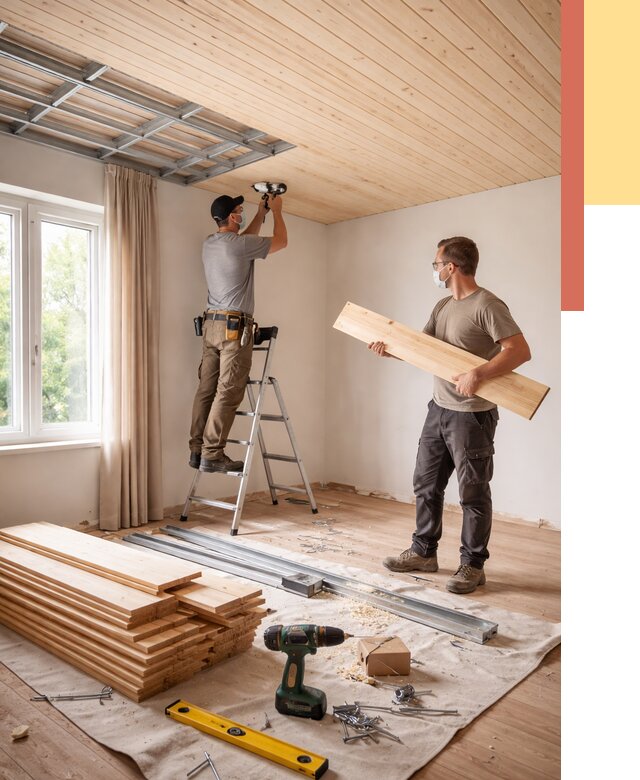 Монтаж потолка из вагонки в Армавире от 6585 руб. | Быстро и недорого — ОТДЕЛОЧНИК-Рмв