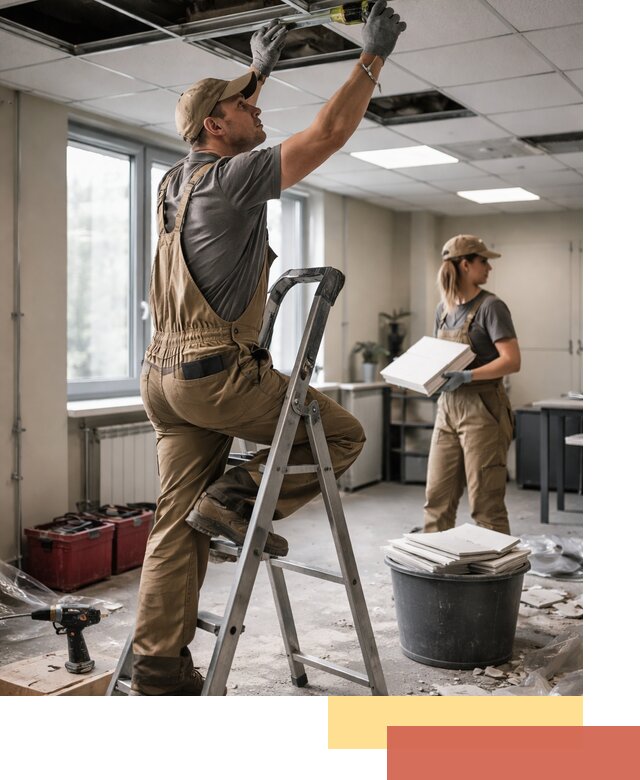 Ремонт потолка Армстронг и замена плит в Армавире