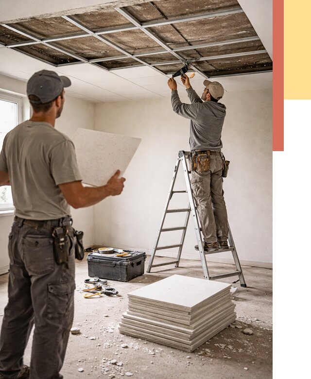 Замена плит подвесного потолка в Армавире от 1773 руб. быстро и недорого | ОТДЕЛОЧНИК-Рмв