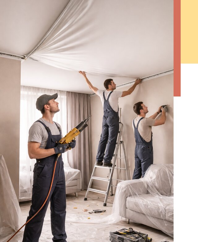 Установка натяжного потолка в Армавире от 4559 руб. | Быстро и недорого — ОТДЕЛОЧНИК-Рмв