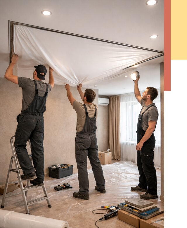 Монтаж ПВХ натяжного потолка в Армавире от 3546 руб. под ключ | ОТДЕЛОЧНИК-Рмв