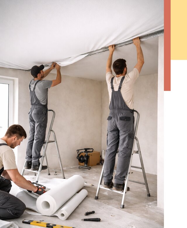 Монтаж тканевого натяжного потолка в Армавире от 3546 руб. под ключ | ОТДЕЛОЧНИК-Рмв