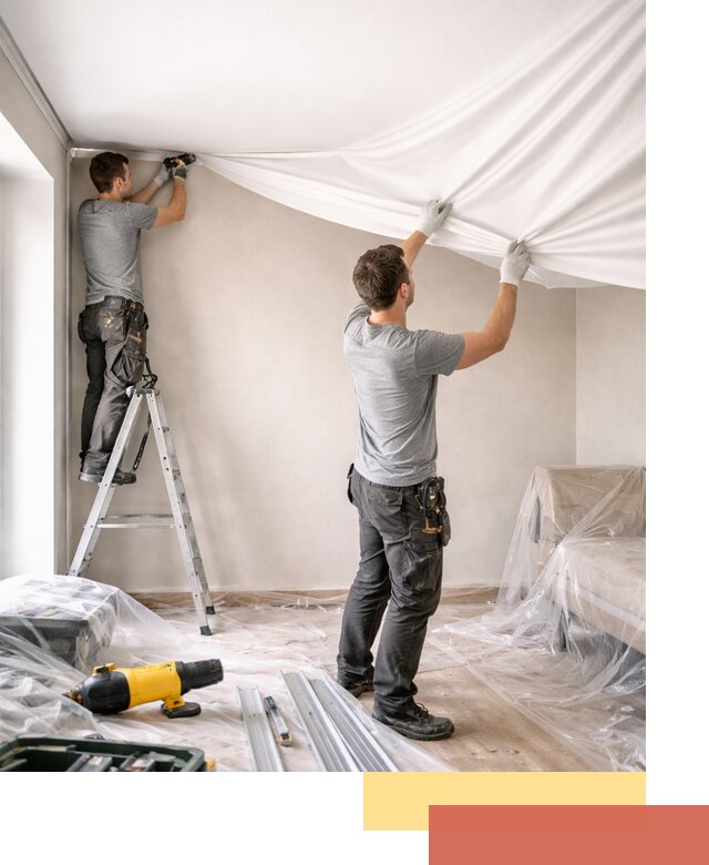 Монтаж тканевого натяжного потолка в Армавире недорого и быстро