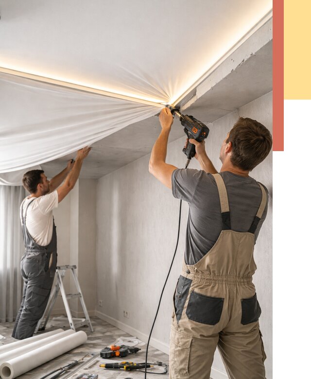 Монтаж натяжного потолка с подсветкой в Армавире от 962 руб. | ОТДЕЛОЧНИК-Рмв