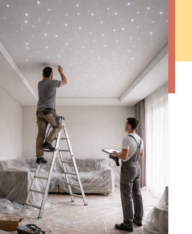 Монтаж натяжного потолка «звездное небо» в Армавире от 6585 руб. | ОТДЕЛОЧНИК-Рмв