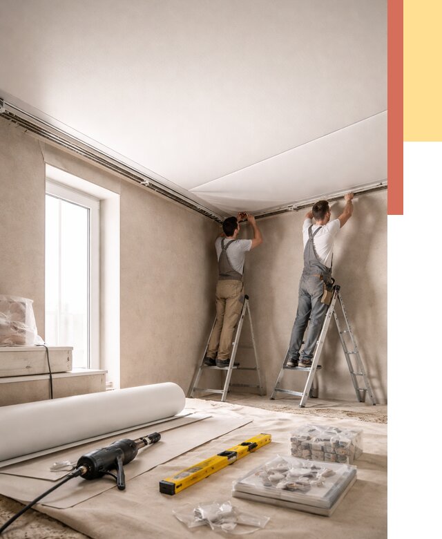 Монтаж натяжного потолка в спальне в Армавире от 3850 руб. под ключ | ОТДЕЛОЧНИК-Рмв