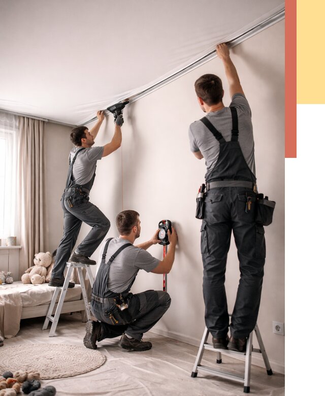 Монтаж натяжного потолка в детской в Армавире от 3546 руб. — быстро и недорого | ОТДЕЛОЧНИК-Рмв