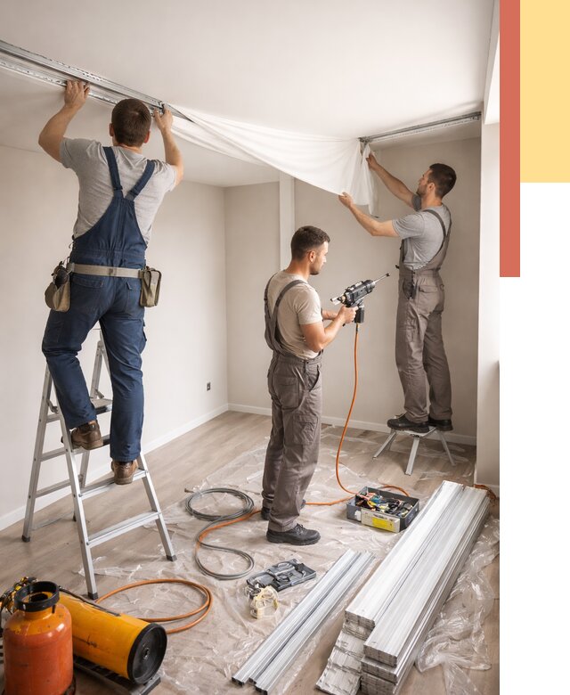 Монтаж натяжного потолка в студии в Армавире от 5572 руб. — быстро и недорого | ОТДЕЛОЧНИК-Рмв