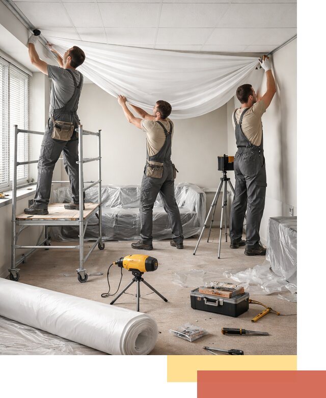 Монтаж натяжного потолка в офисе в Армавире