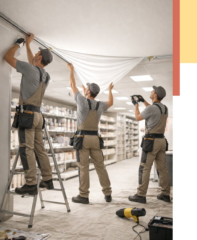 Монтаж натяжного потолка в магазине в Армавире от 4559 руб. быстро и недорого | ОТДЕЛОЧНИК-Рмв