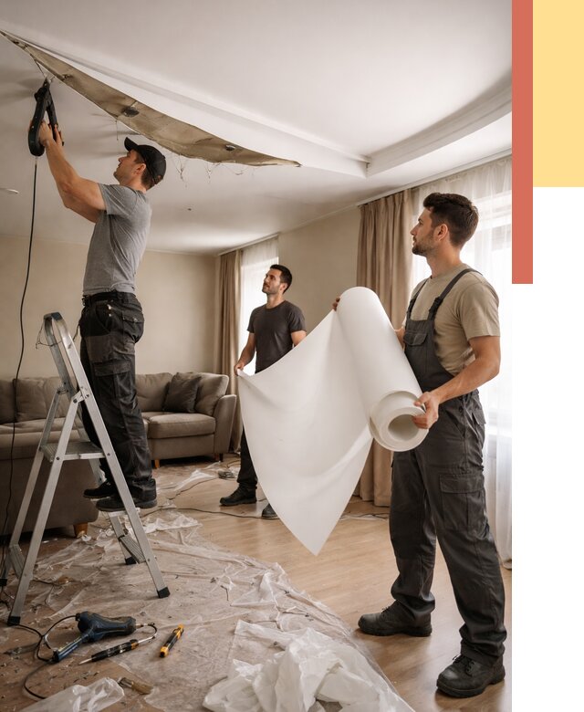 Замена полотна натяжного потолка в Армавире от 9624 руб. быстро и недорого | ОТДЕЛОЧНИК-Рмв