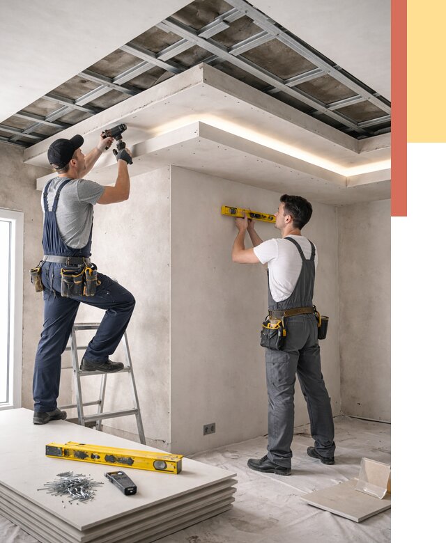 Двухуровневый потолок из гипсокартона в Армавире от 1469 руб. под ключ | ОТДЕЛОЧНИК-Рмв