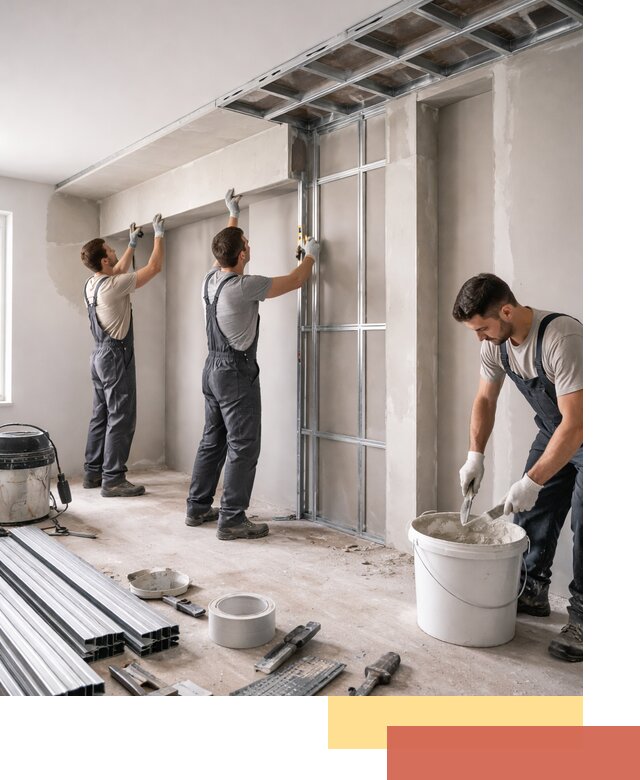 Монтаж потолка из гипсокартона с нишей в Армавире