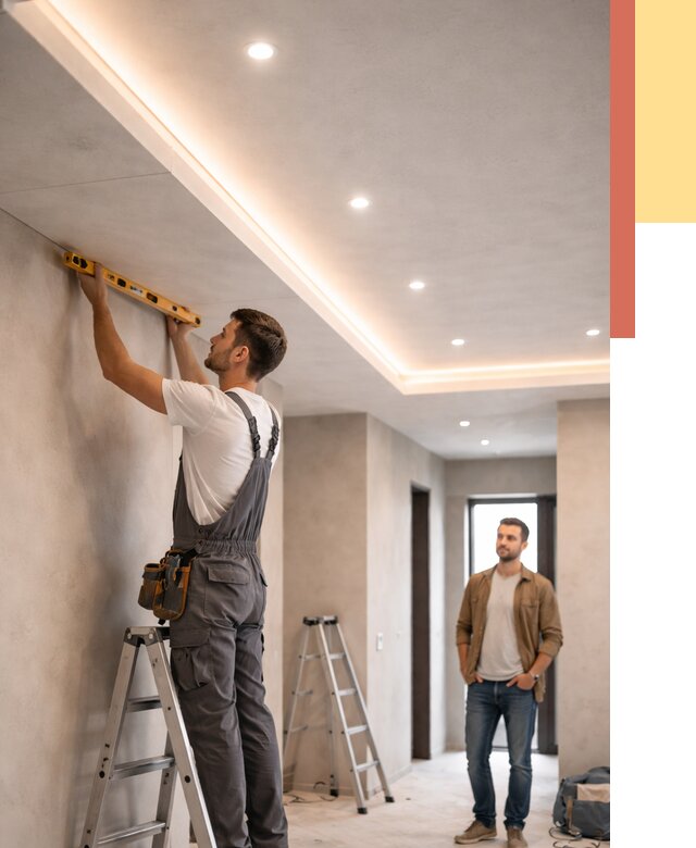 Потолок из гипсокартона с подсветкой в Армавире от 760 руб./м2 под ключ | ОТДЕЛОЧНИК-Рмв