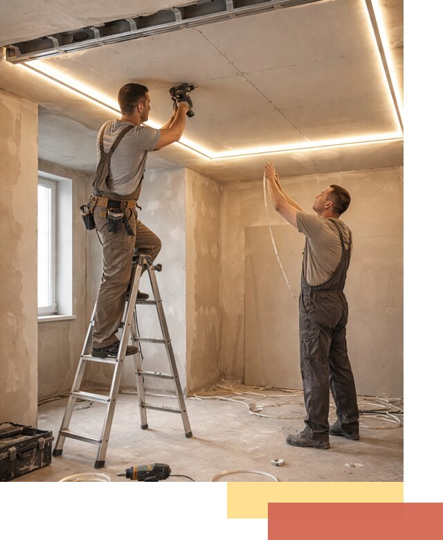 Потолок из гипсокартона с подсветкой в Армавире