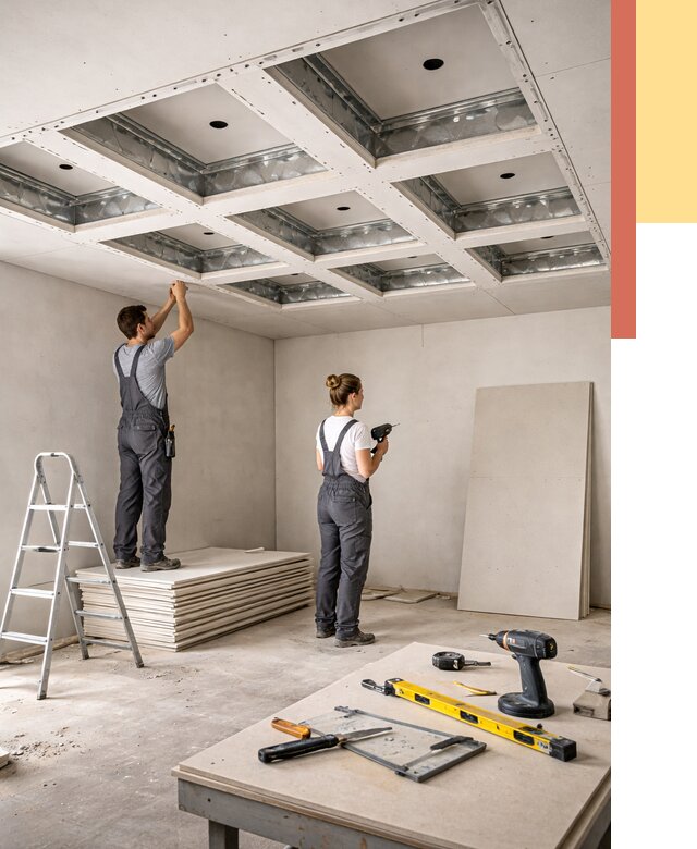 Кессонный потолок из гипсокартона в Армавире от 1874 руб. — монтаж и под ключ | ОТДЕЛОЧНИК-Рмв